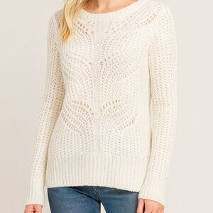 Ann Taylor Pointelle Wavy Stitch Sweater Ivory S